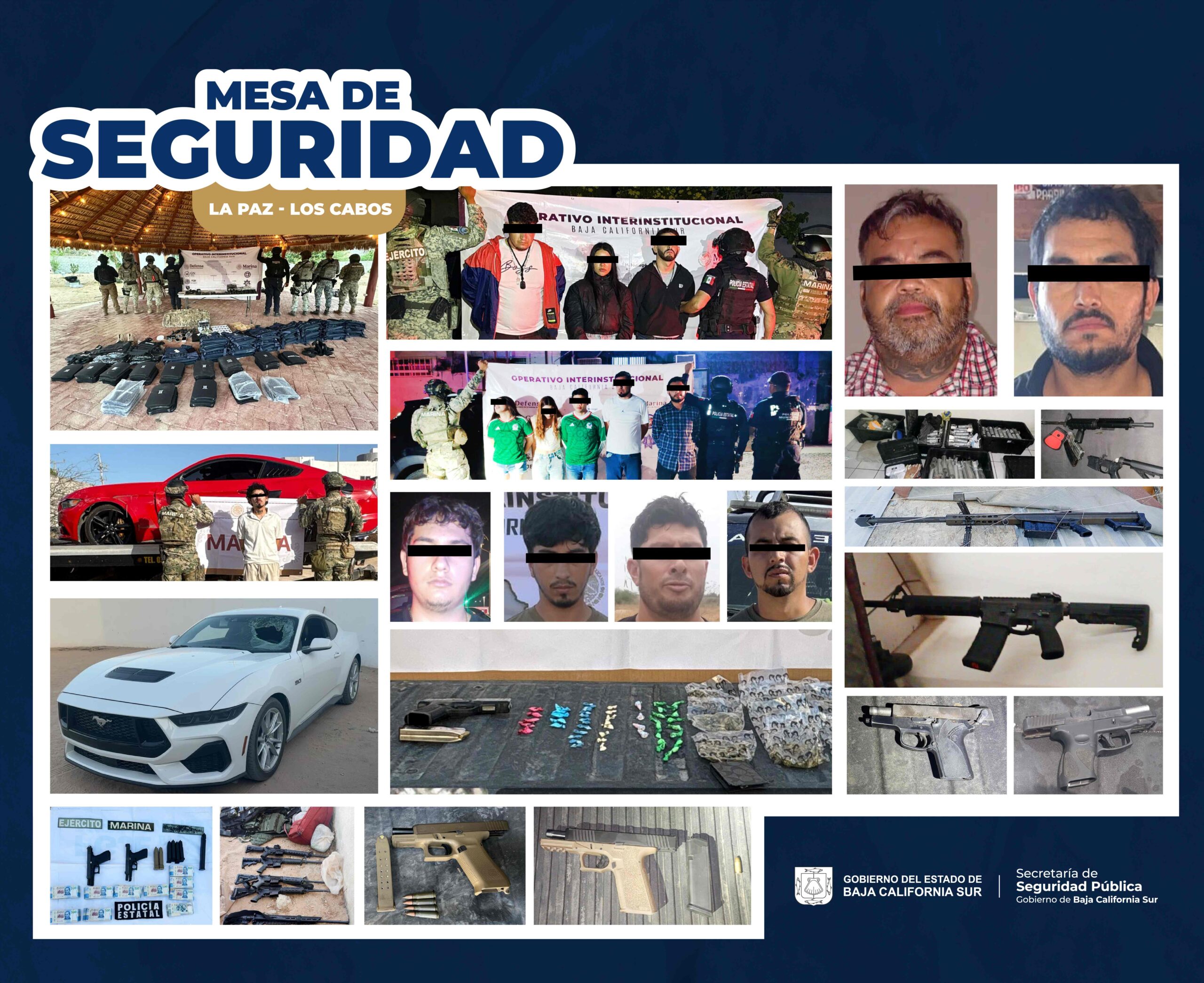 Trabajos de inteligencia y operación permiten la captura de personas, armas y equipo táctico en La Paz y Los Cabos: Mesa de Seguridad